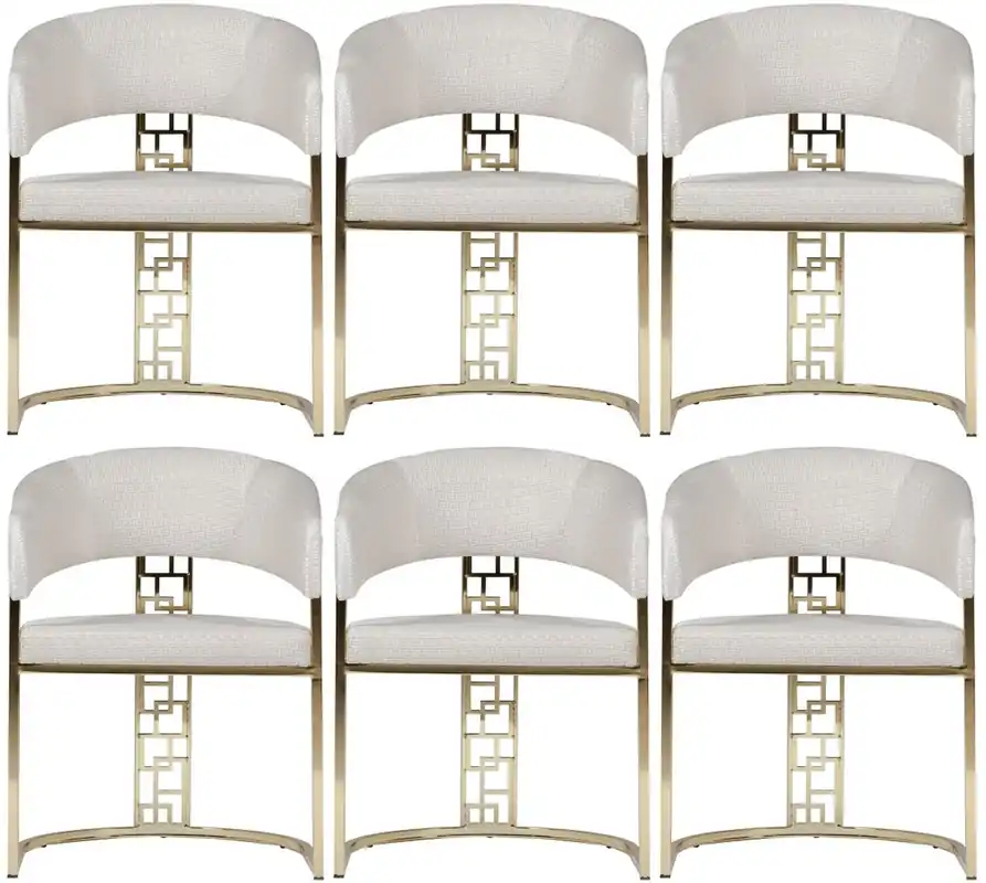 Garantierte Lieferung Casa Padrino set di 6 sedie da pranzo di lusso con braccioli bianco / oro A. 83 cm