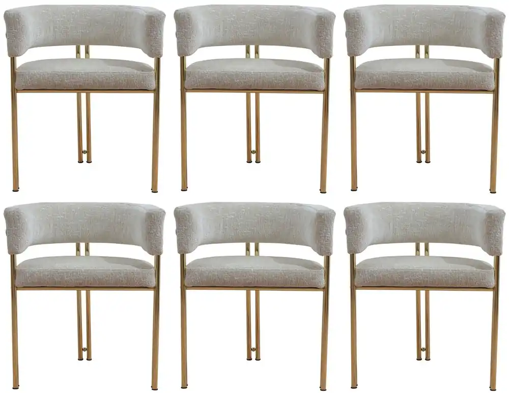 Solange Der Vorrat Reicht Casa Padrino set di 6 sedie da pranzo di lusso con braccioli grigio / oro A. 74 cm