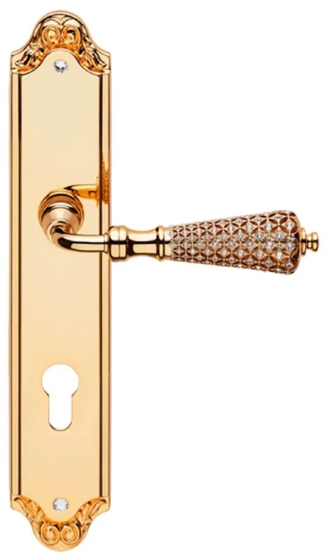 Neu Im Sortiment Casa Padrino set di maniglia per porta barocco con cristallo Swarovski A. 27,5 cm - Fatto in Italia