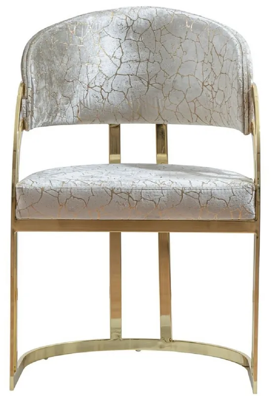 Mega-Angebot Casa Padrino sedia da pranzo di lusso con braccioli argento / oro A. 88 cm