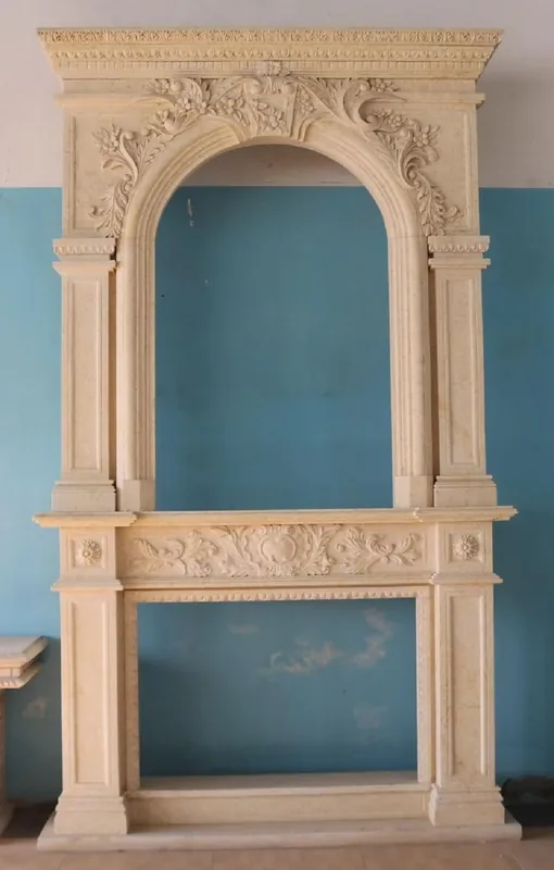 Casa Padrino cornice del camino in marmo barocco di lusso beige 200 x A. 342 cm Kracherpreis