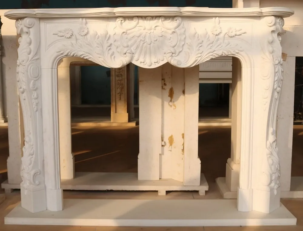 Neue Kollektion Casa Padrino cornice del camino in marmo barocco di lusso bianco 168 x A. 122 cm