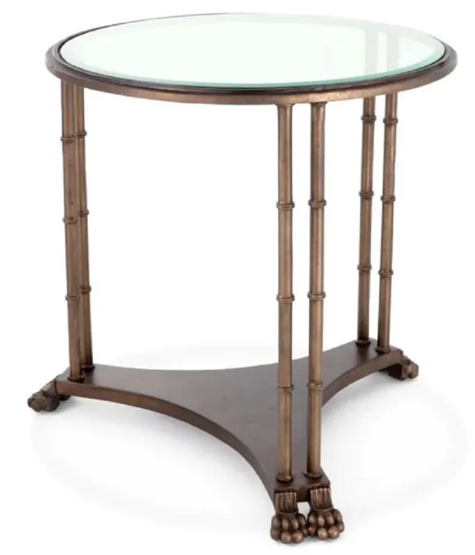 Casa Padrino tavolino barocco di lusso con piano in vetro bronzo Ø 62 x A. 64 cm Neu