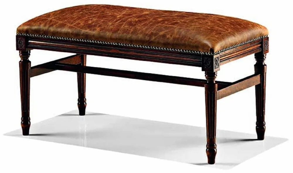 Direkt Vom Hersteller Casa Padrino panca in pelle barocco di lusso marrone vintage / marrone scuro 80 cm - Fatto in Italia