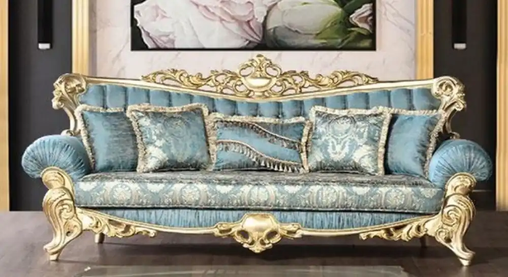 Casa Padrino divano da soggiorno barocco di lusso turchese / oro 233 cm Letzte Chance