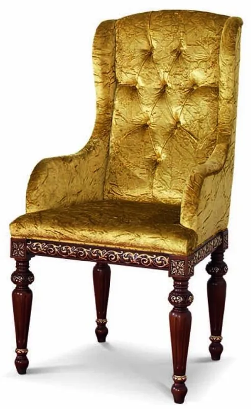 Casa Padrino Sedia da Sala da Pranzo Barocco di Lusso con Braccioli Oro / Marrone Scuro - Fatto in Italia Direkt Vom Hersteller