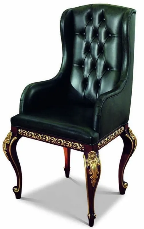 Casa Padrino Sedia da Sala da Pranzo Barocco di Lusso con Braccioli Verde Scuro / Marrone Scuro / Oro - Fatto in Italia Preisknaller