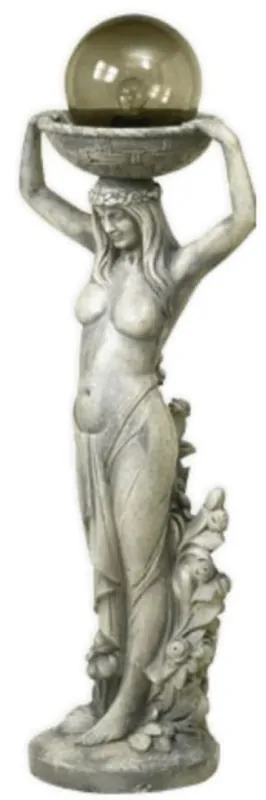 Preisknaller Casa Padrino lampada da giardino Art Nouveau scultura donna grigio A. 133 cm
