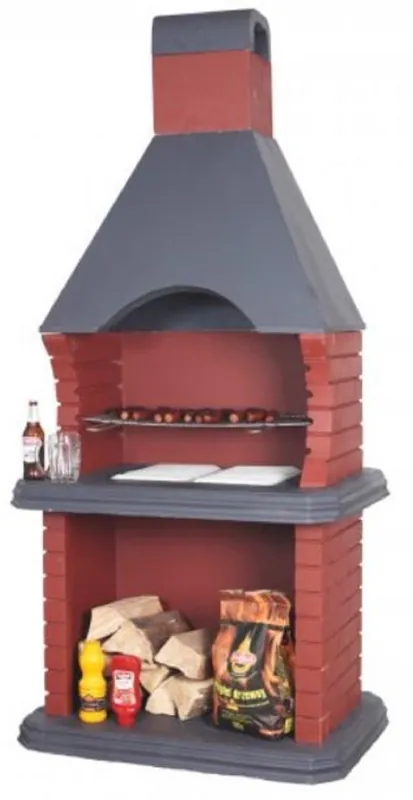 Casa Padrino griglia da giardino di lusso in cemento rosso / grigio 108 x 74 x A. 232 cm Heißes Angebot