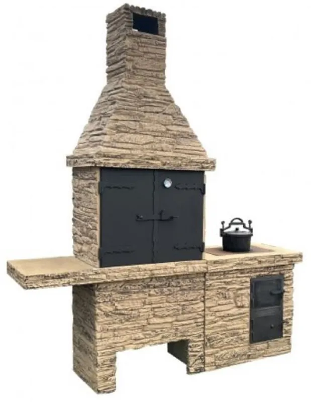Casa Padrino griglia da giardino di lusso in cemento beige / nero 196 x 58 x A. 188 cm Preiswert