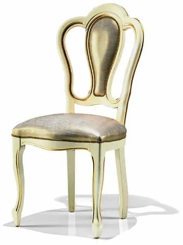 Neuheit Casa Padrino Sedia da Sala da Pranzo Barocco di Lusso Argento / Avorio / Oro - Fatto in Italia