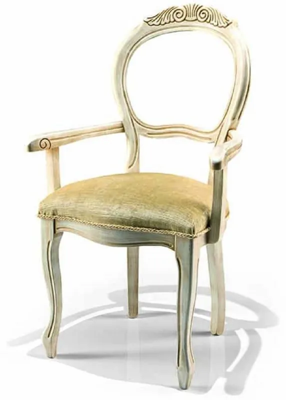 Markenprodukt Casa Padrino Sedia da Sala da Pranzo Barocco di Lusso con Braccioli Oro / Avorio - Fatto in Italia