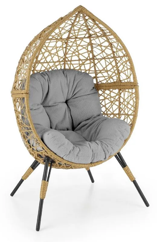 Top-Seller Casa Padrino poltrona da giardino grigio chiaro / naturale / nero A. 150 cm