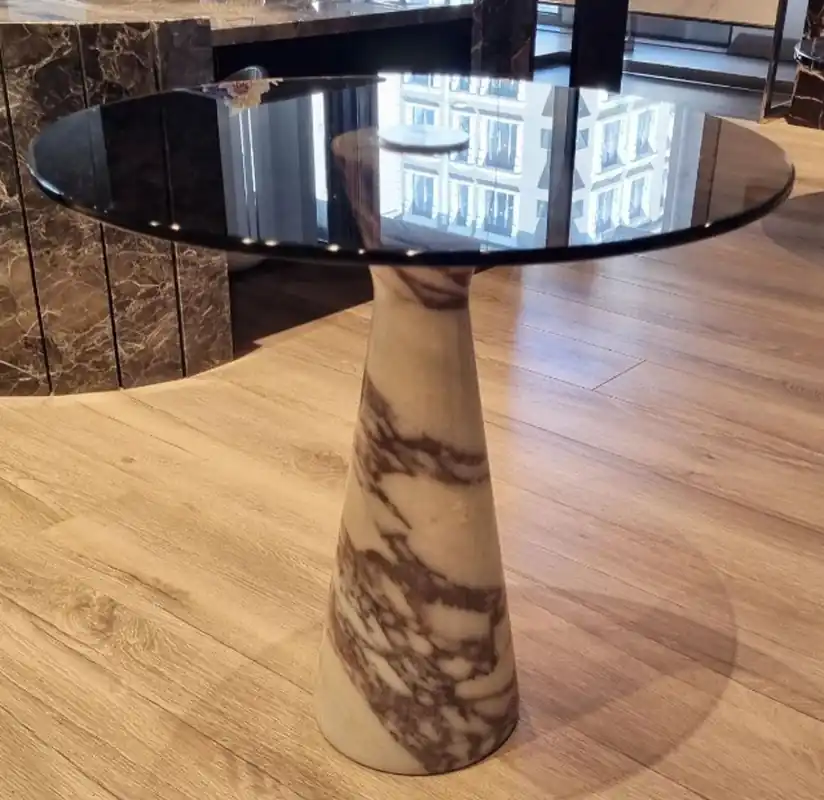 Bestseller Casa Padrino tavolino di lusso in marmo con piano in vetro bianco / nero Ø 48 cm