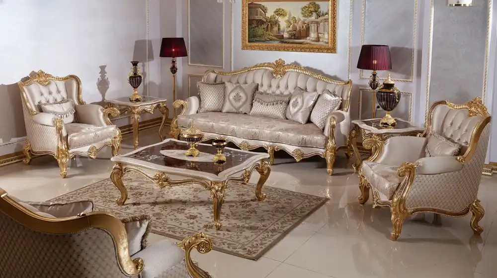 Nur Heute Casa Padrino set di mobili da soggiorno in stile barocco di lusso argento / marrone / oro