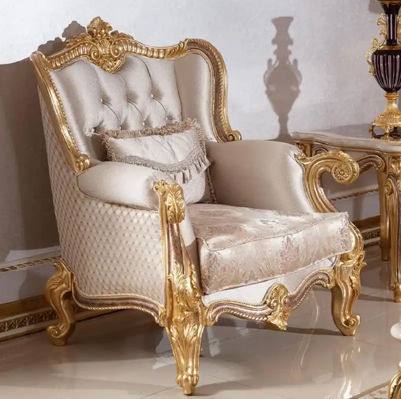 Nur Heute Casa Padrino poltrona da salotto barocco di lusso argento / marrone / oro 112 cm