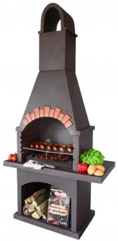 Casa Padrino griglia da giardino di lusso in cemento marrone / arancia 120 x 60 x A. 242 cm Top-Angebot