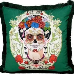 Frida Kahlo di Casa Padrino cuscino decorativo di lusso con strass verde / colorato Markenware