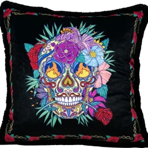 Abverkauf Frida Kahlo di Casa Padrino cuscino decorativo di lusso con strass nero / colorato