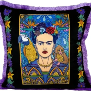 Frida Kahlo di Casa Padrino cuscino decorativo di lusso con strass nero / colorato / viola Sonderaktion