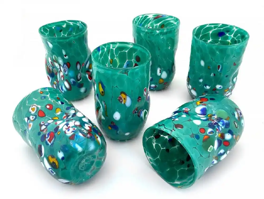 Casa Padrino set di 6 bicchieri da acqua di lusso in vetro cristallo di Murano verde Ø 8 x A. 12 cm - Fatto in Italia Mega-Angebot