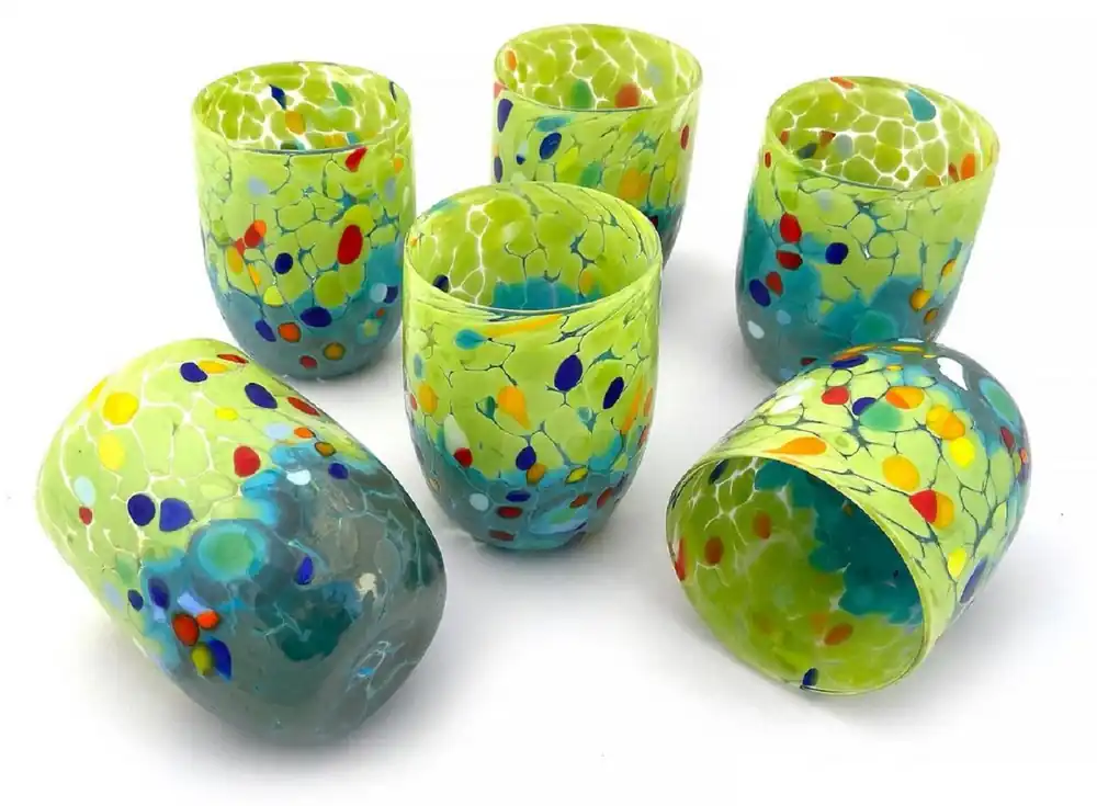 Casa Padrino set di 6 bicchieri da acqua di lusso in vetro cristallo di Murano verde / turchese Ø 8 x A. 10,5 cm - Fatto in Italia Expressversand