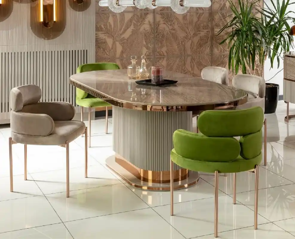 Casa Padrino Set da Pranzo di Lusso Grigio / Verde / Rame Billig