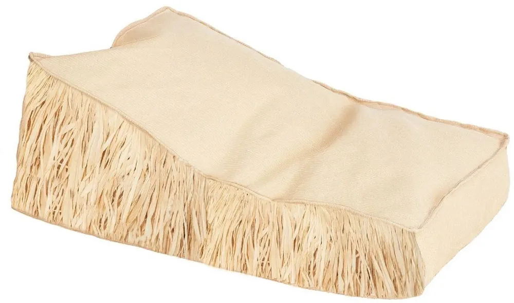 Casa Padrino lettino da giardino di lusso con frange beige / naturale 140 cm Versand Am Gleichen Tag