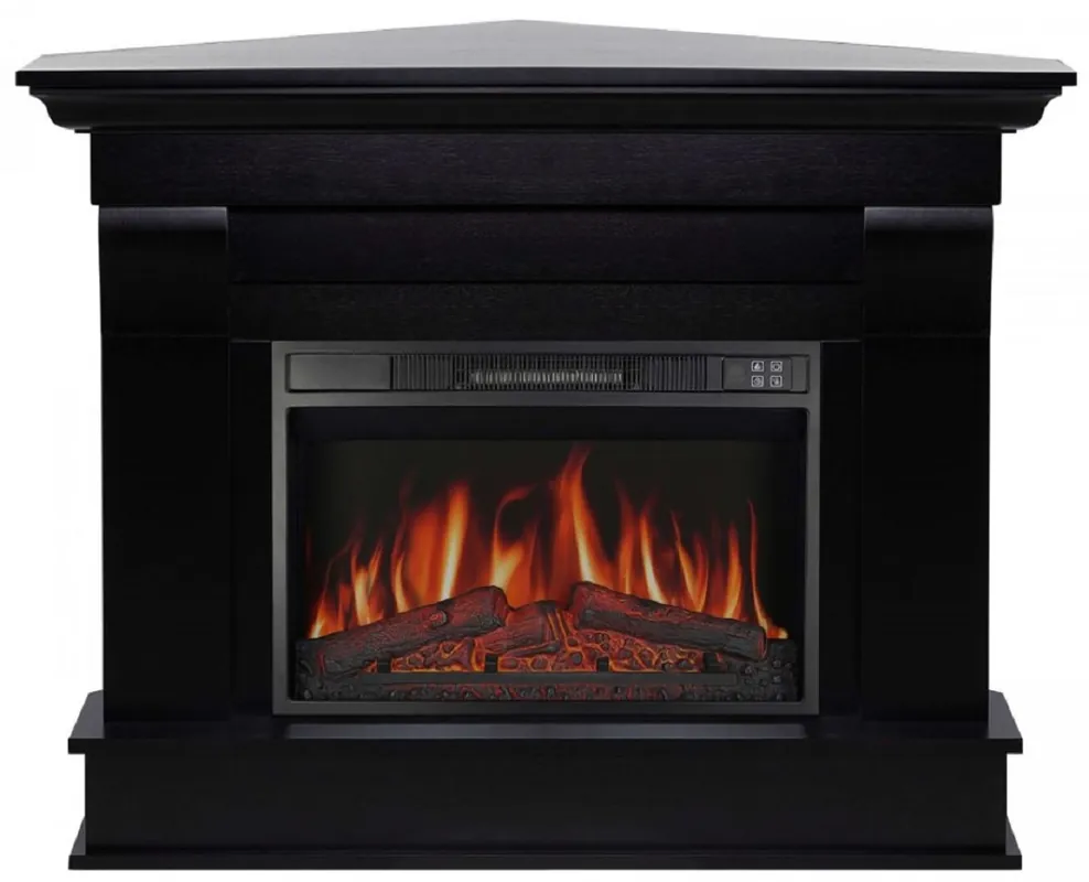 Garantierte Lieferung Casa Padrino caminetto elettrico ad angolo barocco a LED nero 110 x 70 x A. 90,6 cm