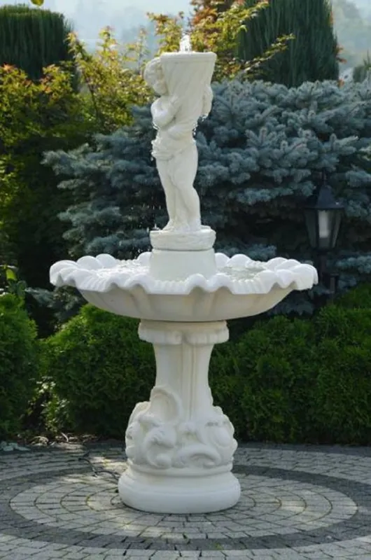 Markenware Casa Padrino Fontana Barocco Bianco Ø 100 x A. 167 cm