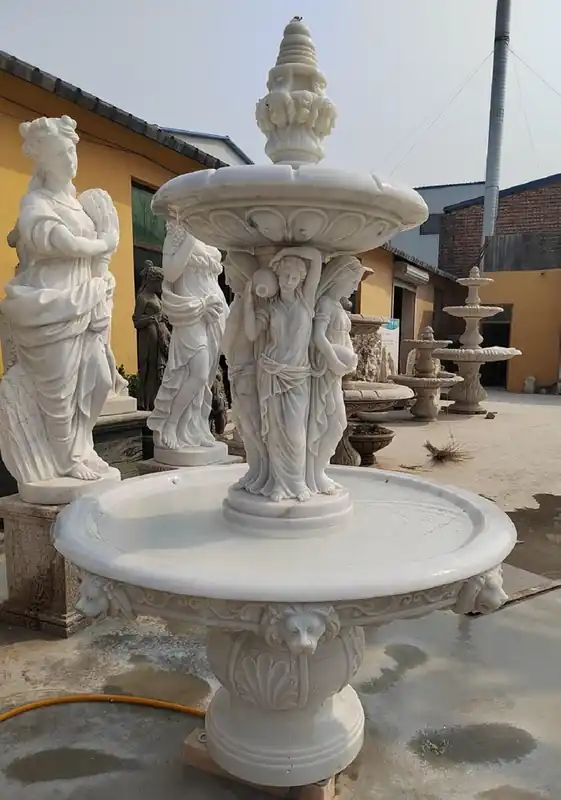 Expressversand Casa Padrino fontana barocco di lusso in marmo bianco Ø 150 x A. 230 cm