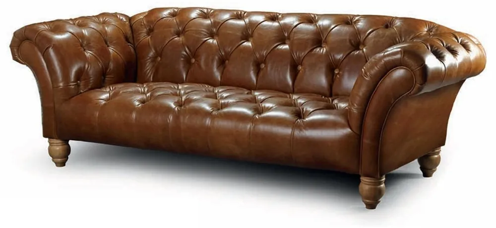 Markenprodukt Casa Padrino divano a 2 posti Chesterfield di lusso in vera pelle marrone 207 cm