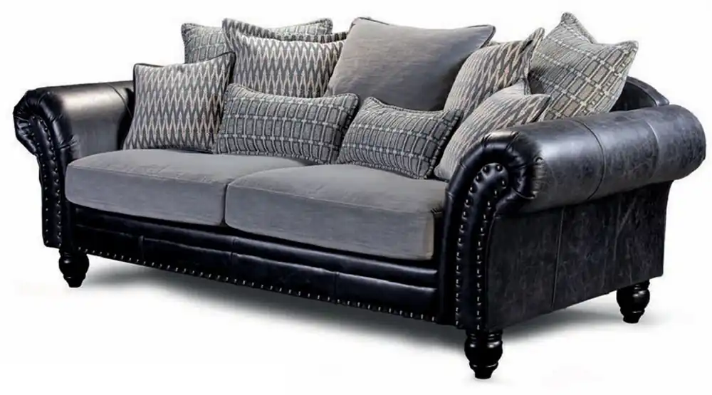 Preis Gesenkt Casa Padrino divano di lusso a 4 posti in vera pelle nero vintage / grigio 274 cm