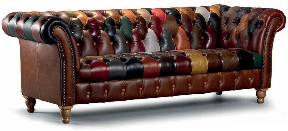 Neue Ware Casa Padrino divano Chesterfield di lusso a 3 posti in vera pelle marrone / colorato 235 cm