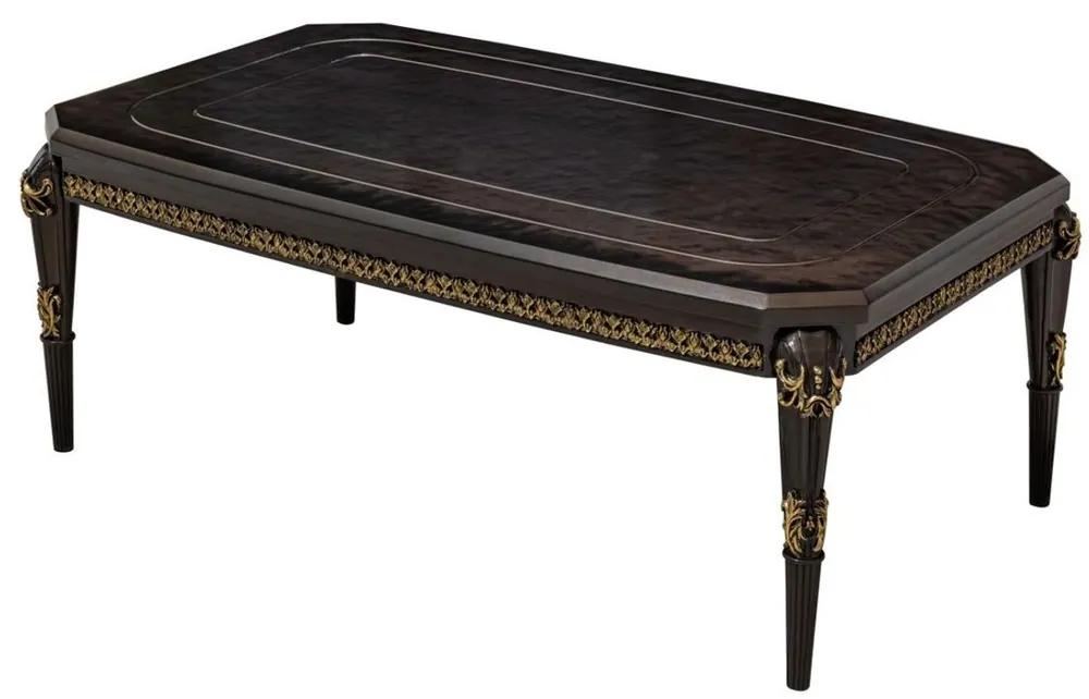 Billig Casa Padrino tavolo da soggiorno barocco di lusso marrone scuro / oro 132 cm - Mobili Barocchi