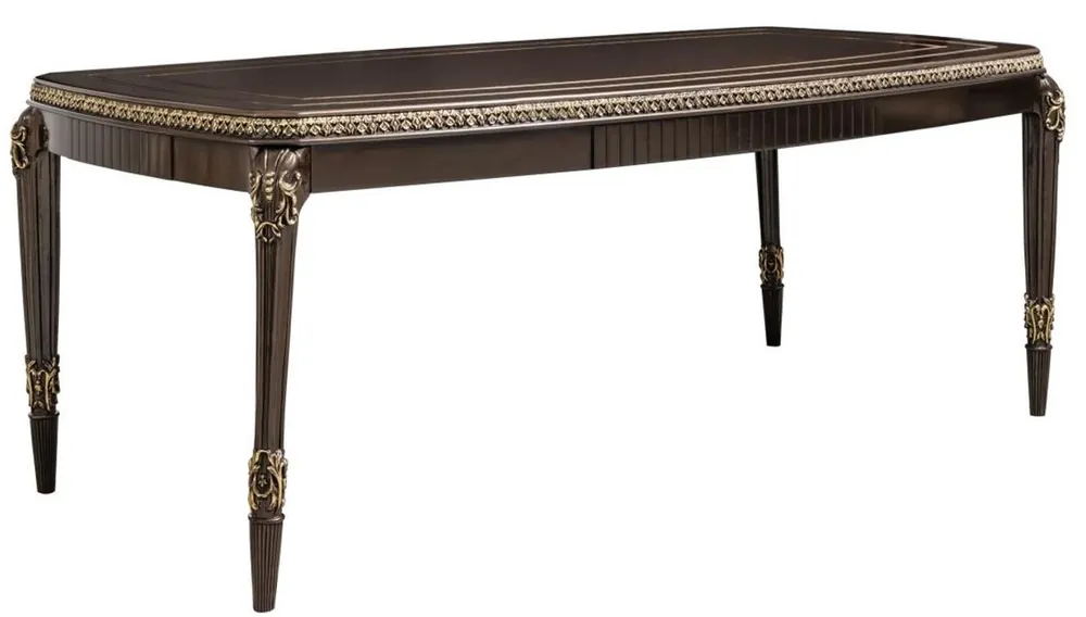 Casa Padrino tavolo da pranzo barocco di lusso marrone scuro / oro 215 cm - Mobili Barocchi Neuheit
