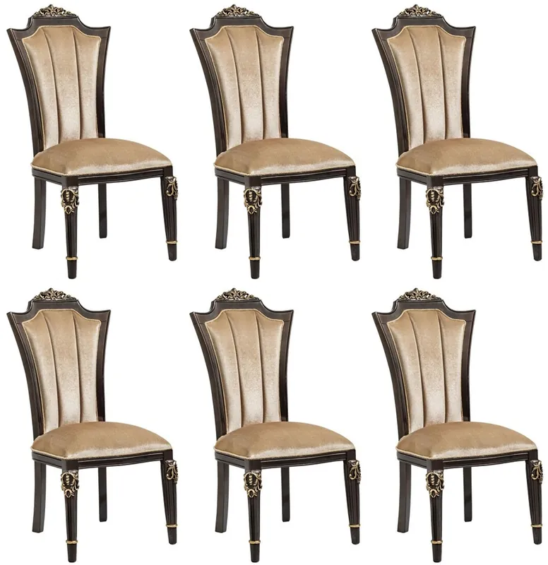 Mega-Angebot Casa Padrino set di 6 sedie da pranzo barocco di lusso marrone chiaro - Mobili Barocchi