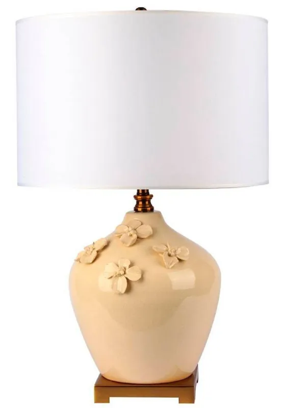 Neu Casa Padrino lampada da tavolo di lusso in ceramica crema / oro / bianco Ø 40 x A. 70 cm