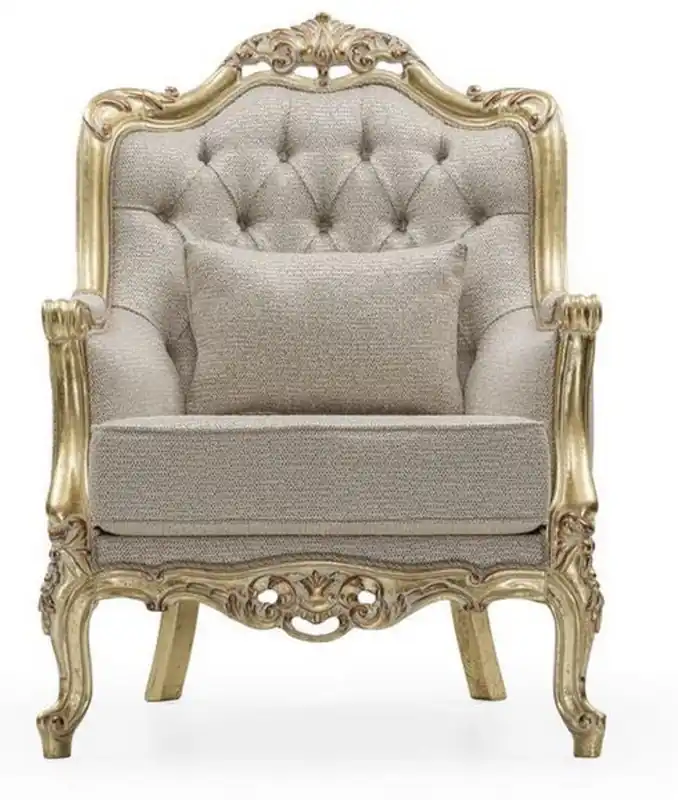 Casa Padrino poltrona barocco di lusso grigio / oro A. 105 cm - Mobili Barocchi Super-Preis