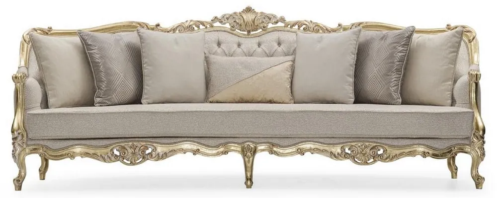 Begrenztes Angebot Casa Padrino divano da soggiorno barocco di lusso grigio / oro 292 cm - Mobili Barocchi