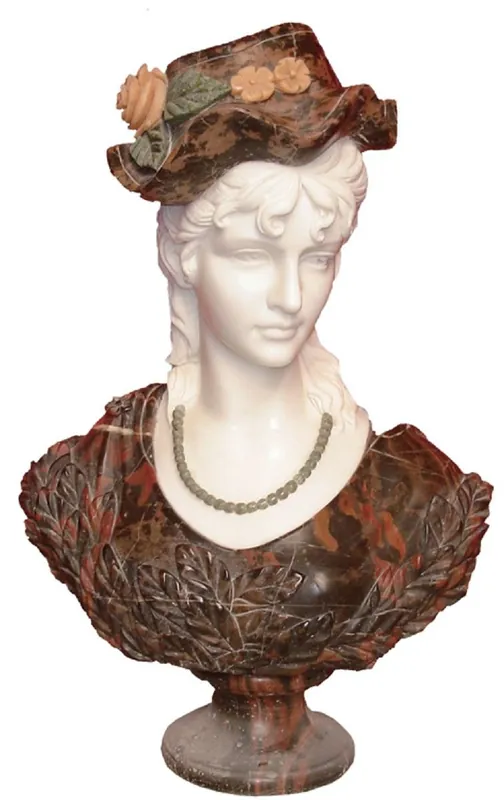 Zertifiziert Casa Padrino busto decorativo in marmo Art Nouveau di lusso donna bianco / marrone A. 60 cm