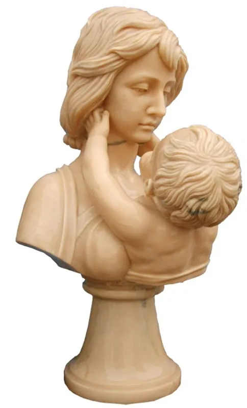 Expressversand Casa Padrino busto in marmo Art Nouveau di lusso donna con bambino beige A. 65 cm