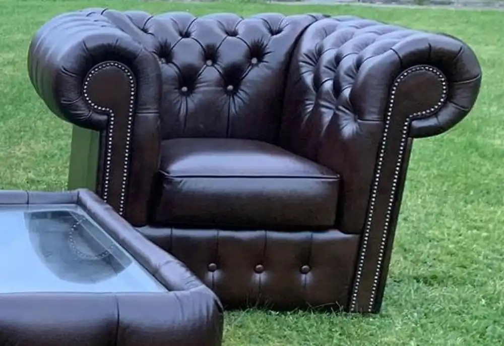 Casa Padrino poltrona Chesterfield di lusso in vera pelle nero A. 78 cm Geprüft