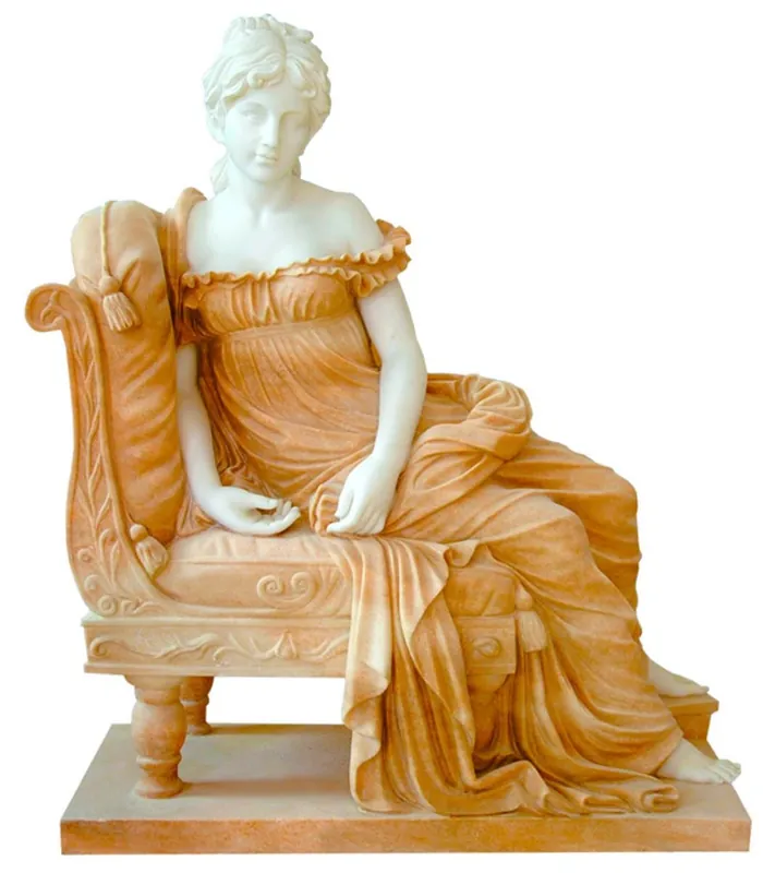 Billig Casa Padrino Scultura Barocco di Lusso in Marmo Signora Bianco / Beige 110 x A. 125 cm