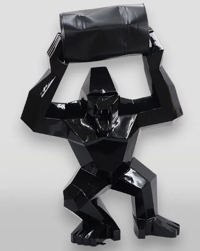 Jetzt Bestellen Casa Padrino scultura decorativa XXL gorilla con botte nero A. 140 cm