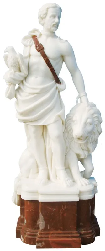 Casa Padrino Scultura in Stile Antico in Marmo Romano con Leone Bianco / Rosso A. 100 cm Markenprodukt