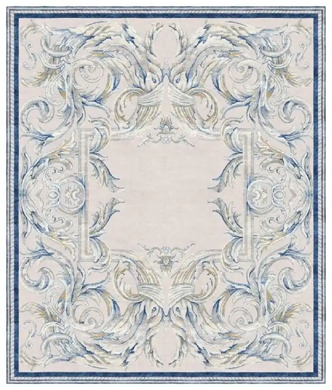 Casa Padrino Tappeto da Soggiorno Barocco di Lusso Grigio / Blu - Varie Misure Sonderaktion