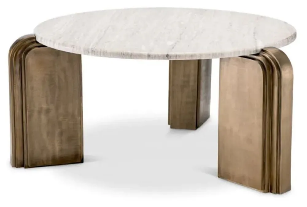 Preiswert Casa Padrino tavolo da salotto di lusso beige / ottone antico Ø 99 x A. 46 cm