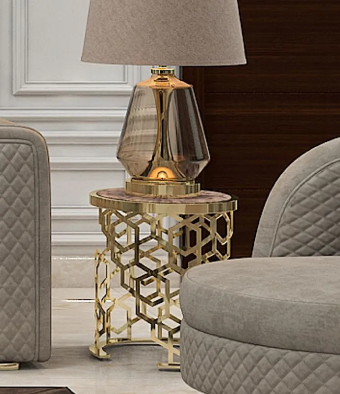 Bestseller Casa Padrino tavolino di lusso con piano in marmo artificiale grigio-nero / oro A. 55 cm