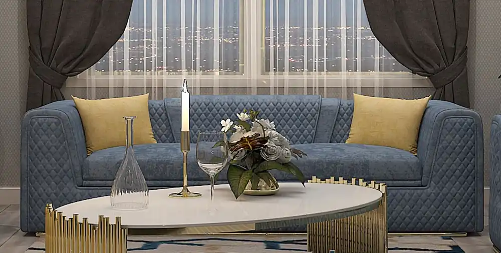 Begrenztes Angebot Casa Padrino Divano da Soggiorno e Hotel di Lusso Blu / Oro 260 cm